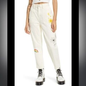 Pacsun Graphic Skate Cargo Sketchbook Trousers In Off White Size 25